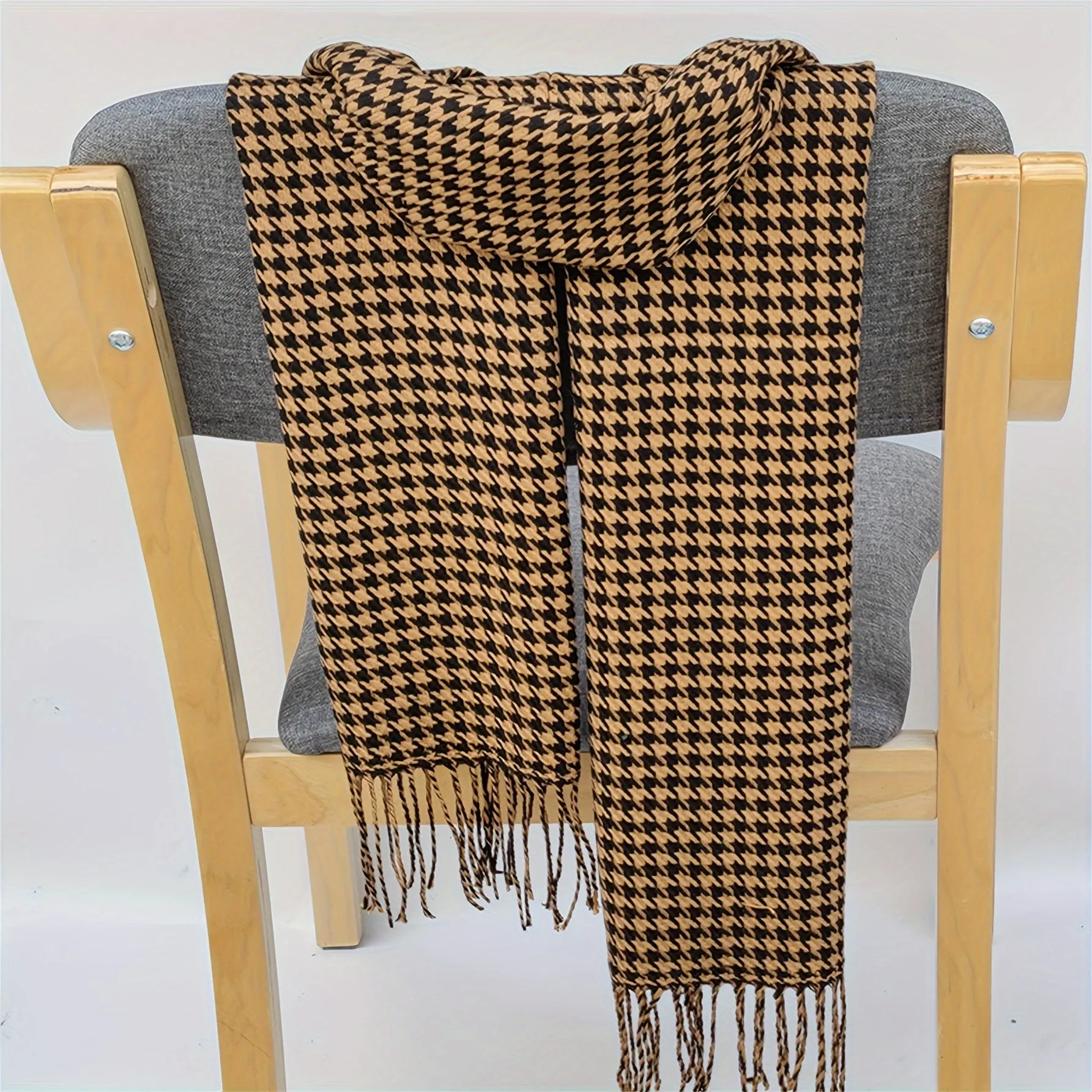 1pc Elegant Unisex Autumn Winter Scarf - Warmth and Coldproof, Classic Plaid Pattern Shawl with Soft Woven Fabric for Outdoor, Hand Wash or Dry Clean, Stylish Accessory for Men and Women