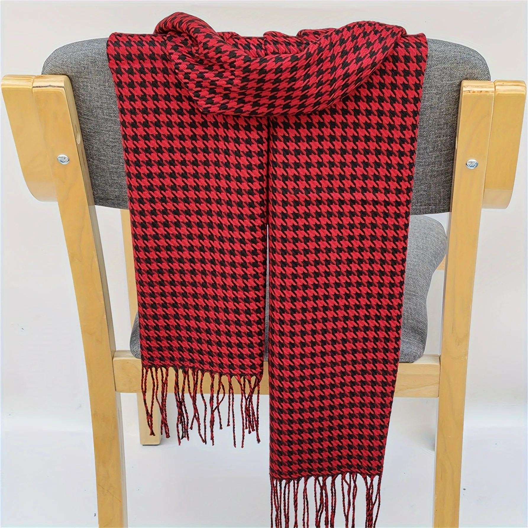 1pc Elegant Unisex Autumn Winter Scarf - Warmth and Coldproof, Classic Plaid Pattern Shawl with Soft Woven Fabric for Outdoor, Hand Wash or Dry Clean, Stylish Accessory for Men and Women