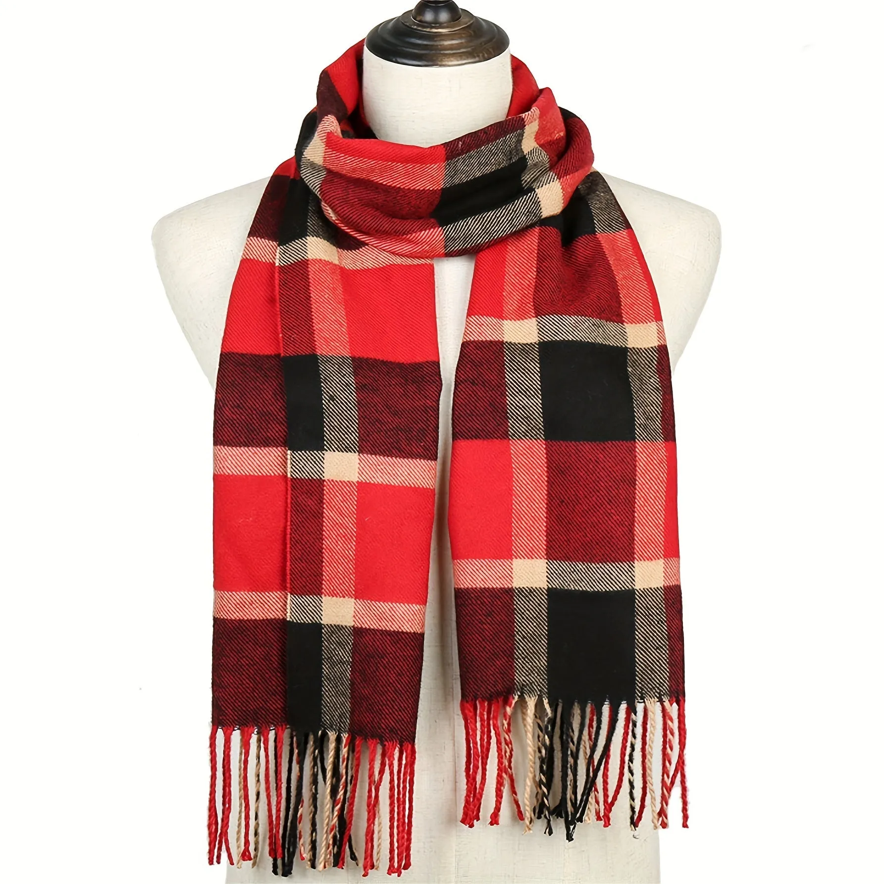 1pc Elegant Unisex Autumn Winter Scarf - Warmth and Coldproof, Classic Plaid Pattern Shawl with Soft Woven Fabric for Outdoor, Hand Wash or Dry Clean, Stylish Accessory for Men and Women