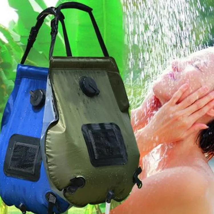 20L Solar Bath Bag Outdoor Self Driving Camping  Hot Water Bottle Portable Outdoor  Bath Water Storage Bag(Blue)