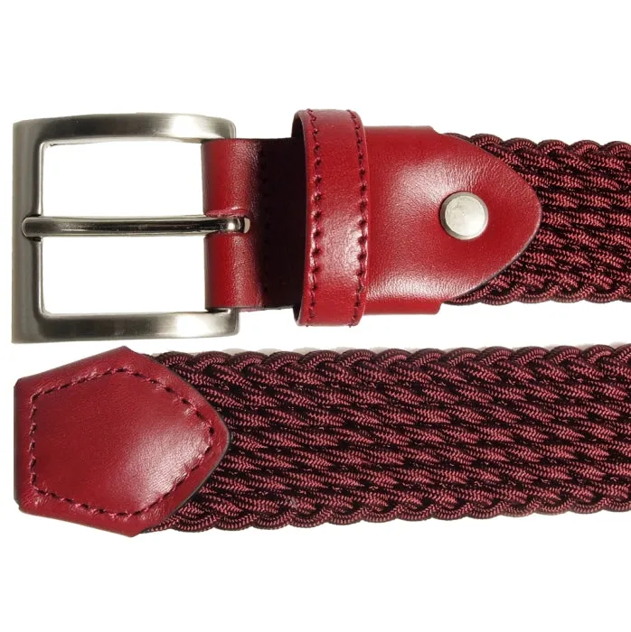 30 mm Leather-Trimmed Viscose Belt Bordeaux