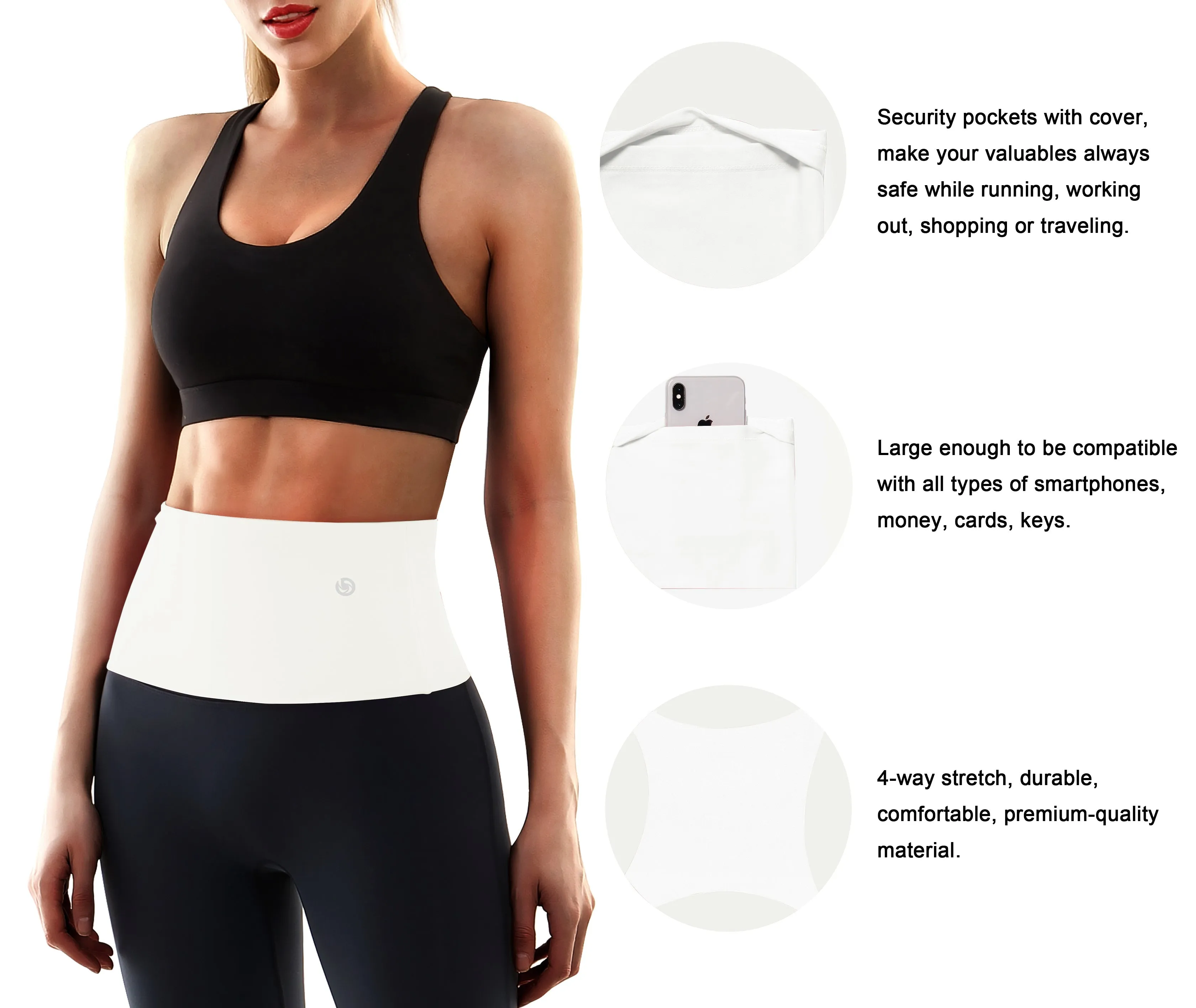 4 Pocket Sports Running Waist Pack WHITE_Jogging