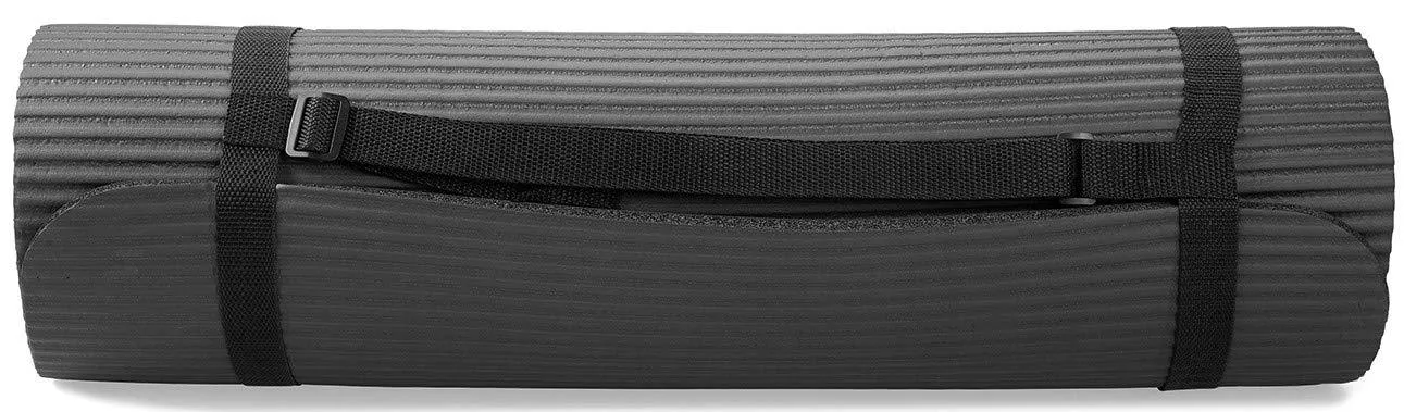 7-Piece Set - Include Yoga Mat with Carrying Strap, 2 Yoga Blocks, Yoga Mat Towel, Yoga Hand Towel, Yoga Strap and Yoga Knee Pad (Gray, 1/2"-Thick Mat)