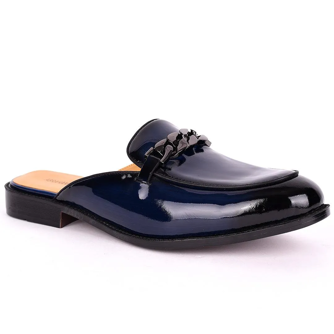 Abraham Mathias Glossy Leather Men's Half Shoe- Blue