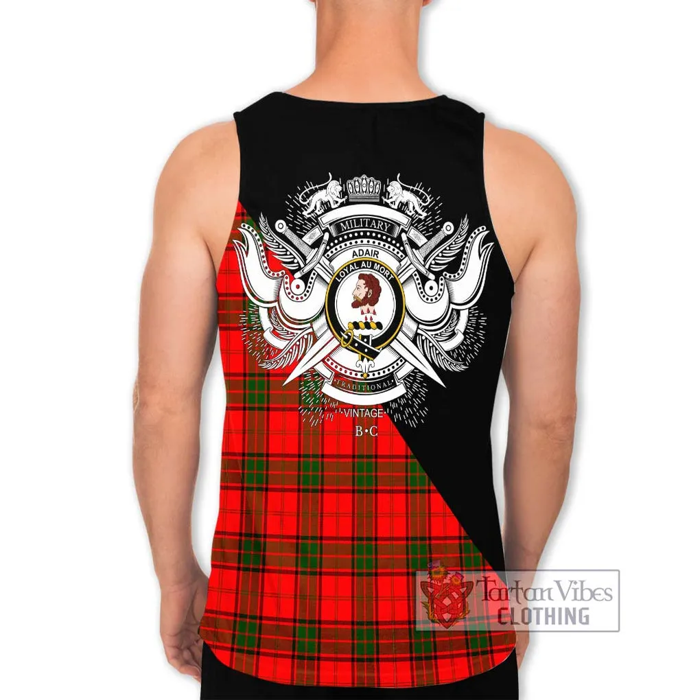 Adair Tartan Men's Tank Top with Family Crest and Military Logo Style