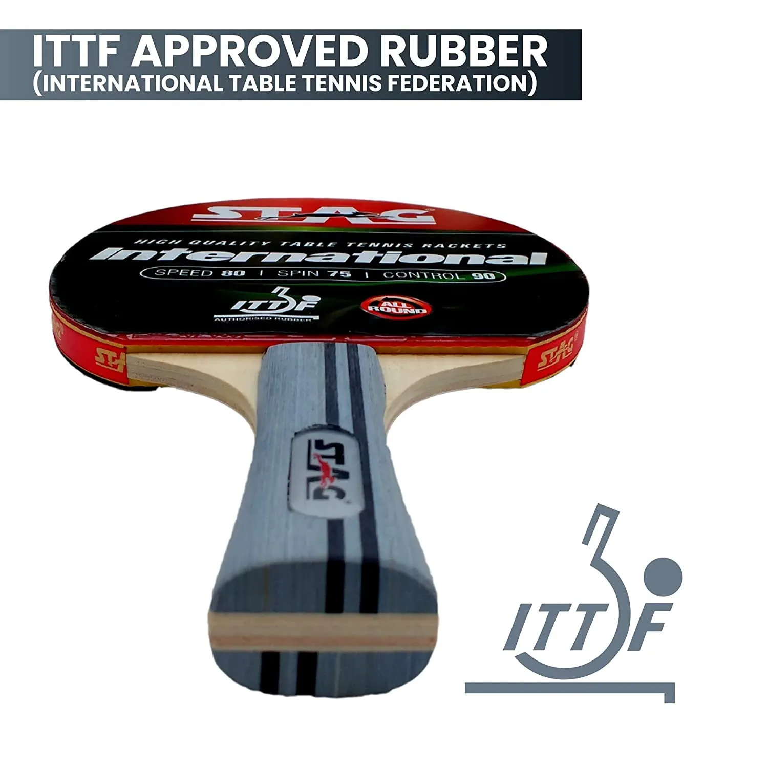 Advanced Series Table Tennis (T.T) Racket| Pro Performance Training T.T Racquet| Premium ITTF Approved Rubber| Custom Designed Comfortable Ergonomic Grip Paddle