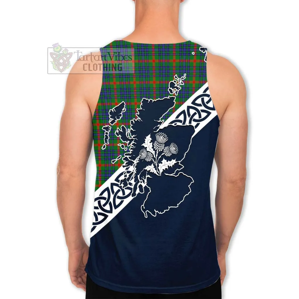 Aiton Tartan Men's Tank Top Featuring Thistle and Scotland Map