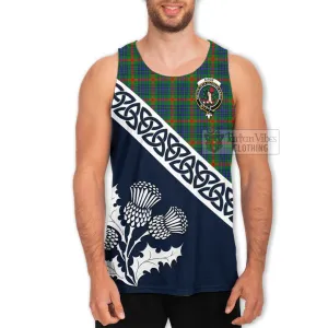 Aiton Tartan Men's Tank Top Featuring Thistle and Scotland Map