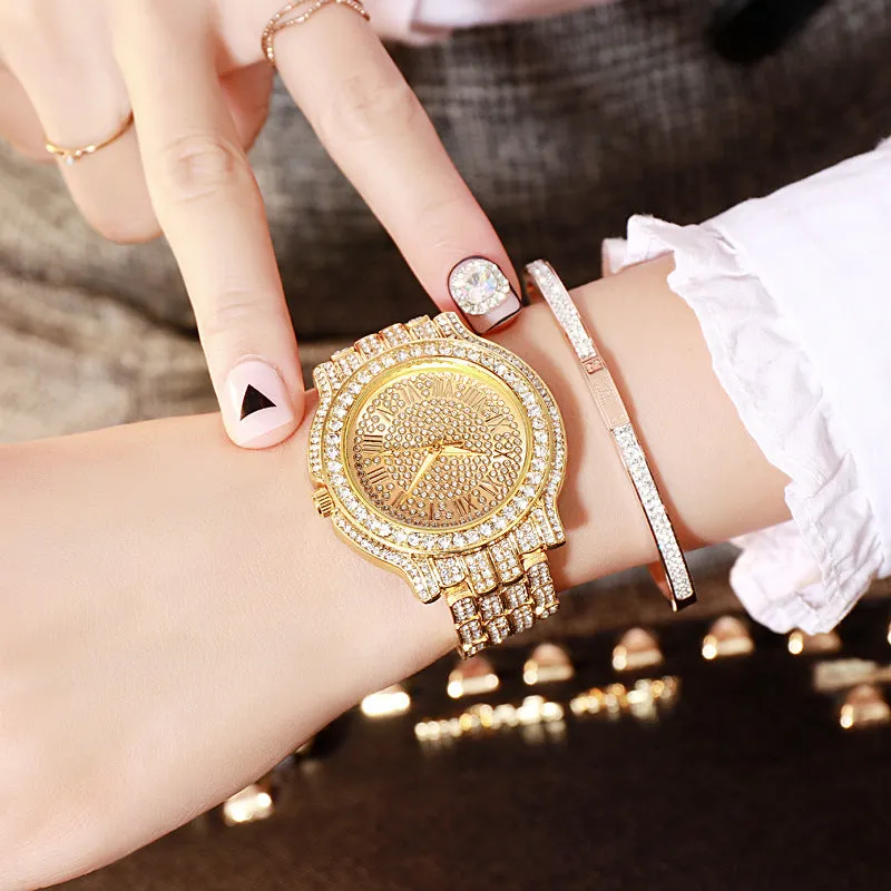 Alloy Steel Belt Watch Women's Watch Fashion Diamond Watch Full Diamond Watch Women's Watch