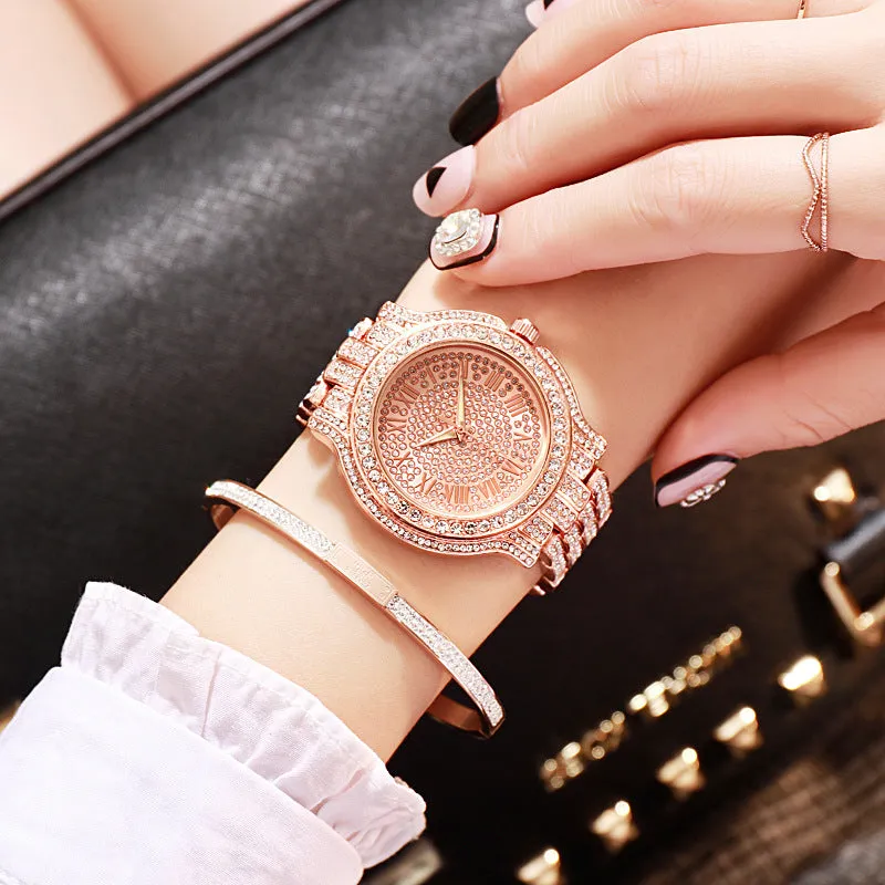 Alloy Steel Belt Watch Women's Watch Fashion Diamond Watch Full Diamond Watch Women's Watch