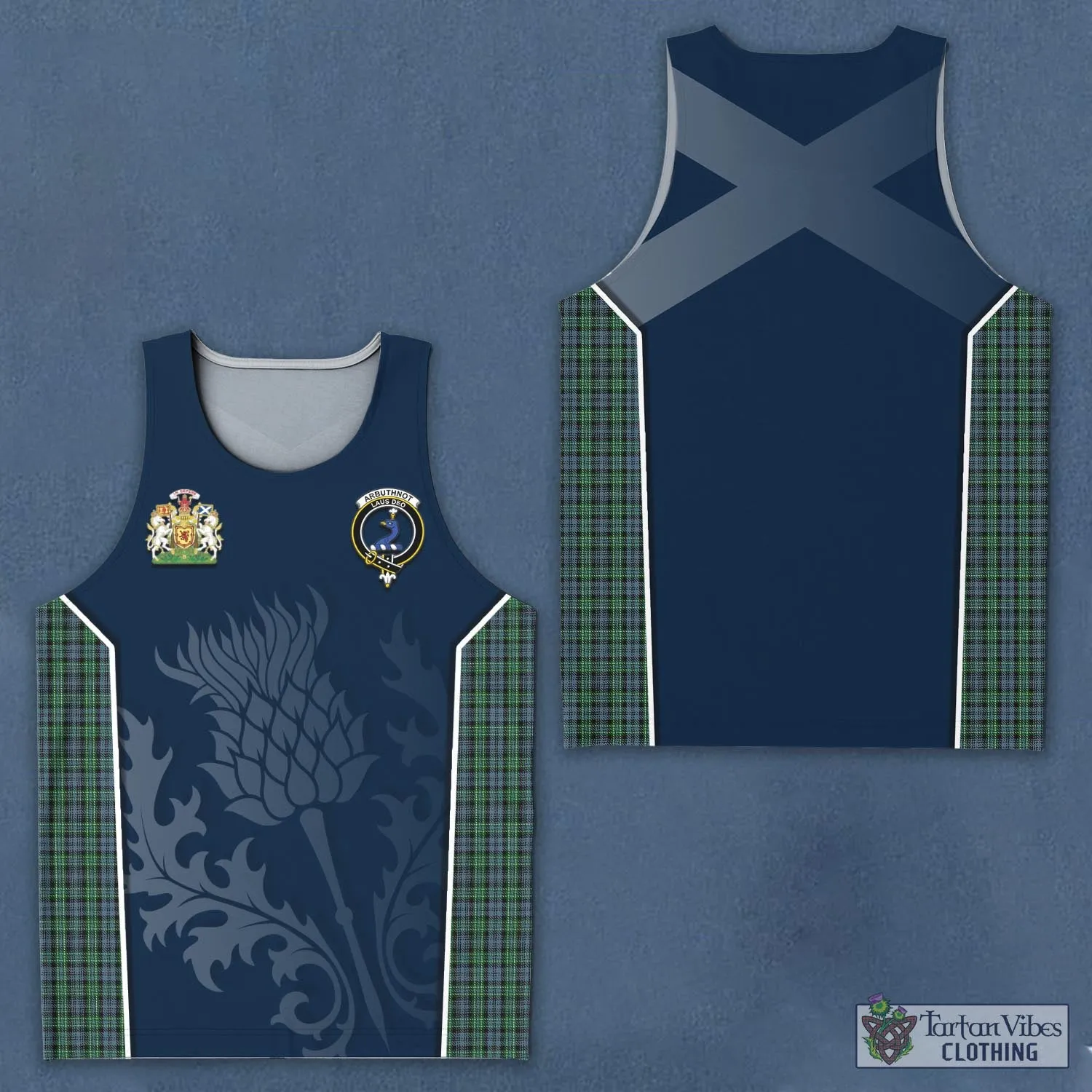 Arbuthnot Tartan Men's Tanks Top with Family Crest and Scottish Thistle Vibes Sport Style