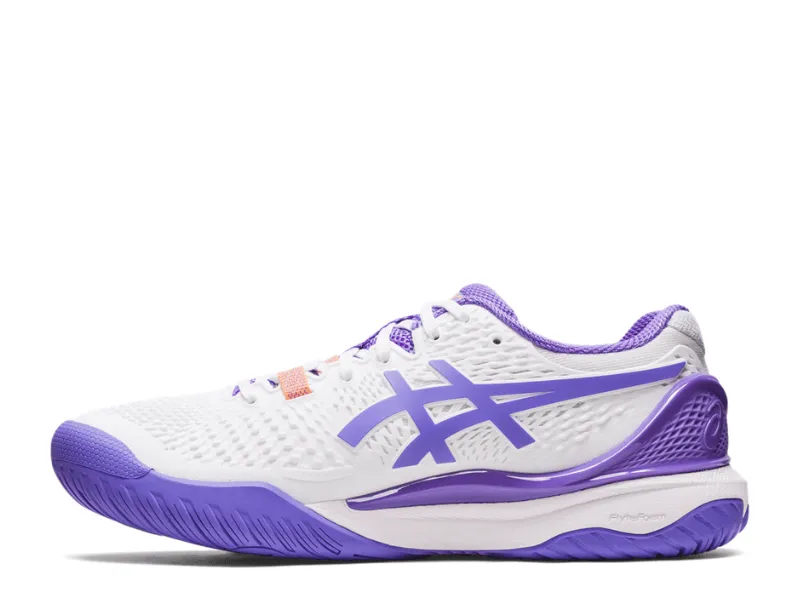 Asics Gel Resolution 9 Clay Ladies Tennis Shoe (White/Amethyst)