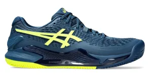 Asics Gel-Resolution 9 CLAY Mako Blue/Safety Yellow Men's tennis shoes