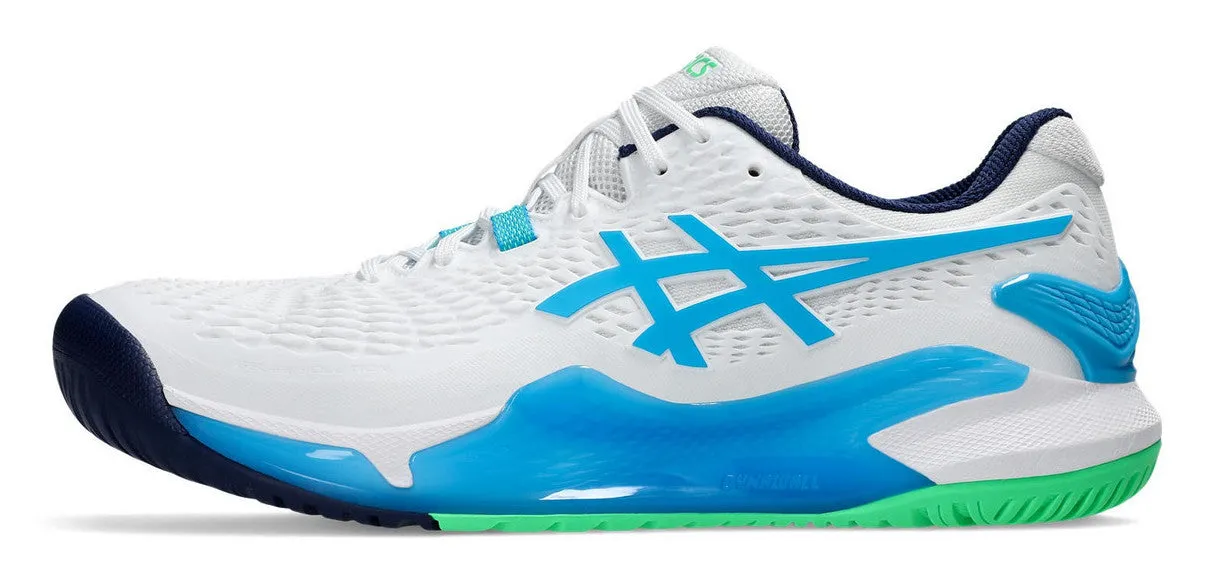 Asics Gel-Resolution 9 White/Digital Aqua Men's tennis shoes