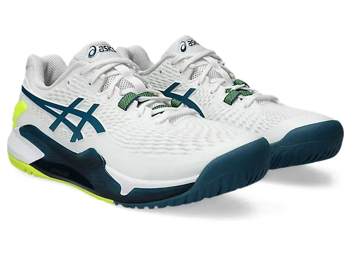 Asics Gel-Resolution 9 White/Restful Teal Men's WIDE (2E) Tennis Shoes