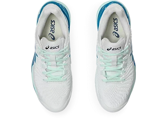 Asics Gel Resolution 9 Women's Tennis Shoes White/Teal Blue