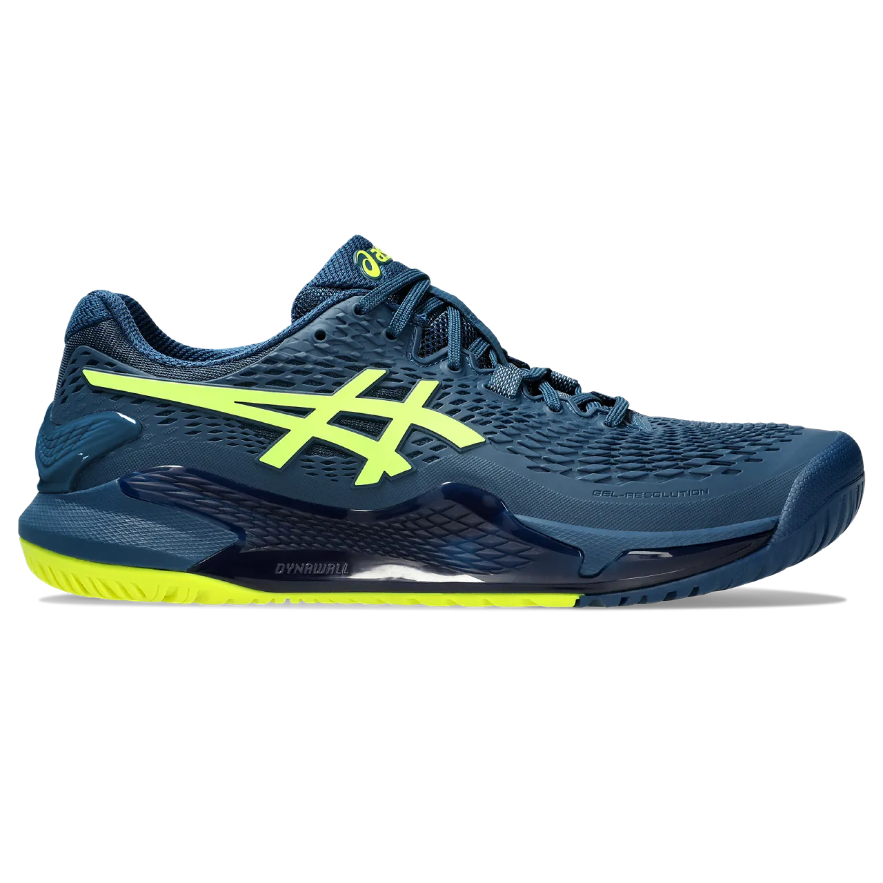 Asics Men's Gel Resolution 9 Tennis Shoes Mako Blue Safety Yellow