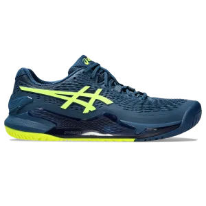 Asics Men's Gel Resolution 9 Tennis Shoes Mako Blue Safety Yellow