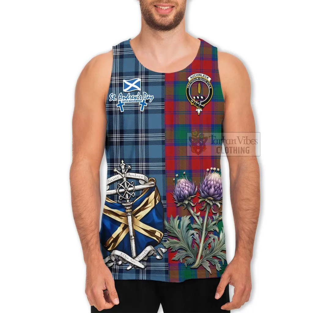 Auchinleck (Affleck) Tartan Men's Tank Top Happy St. Andrew's Day Half Tartan Style