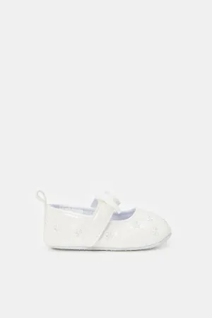 Baby Cream Butterfly Pram Shoe