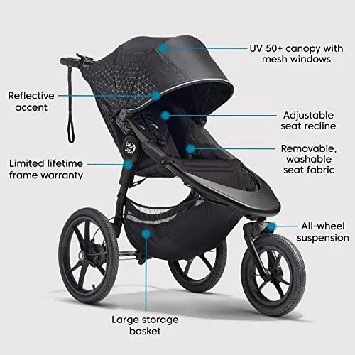 Baby Jogger Summit X3 Jogging Stroller, Midnight Black