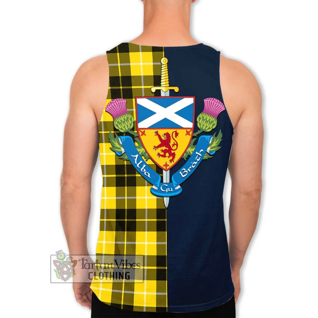 Barclay Dress Modern Tartan Men's Tank Top Alba with Scottish Lion Royal Arm Half Style