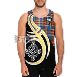 Bethune Tartan Men's Tank Top with Family Crest and Celtic Symbol Style