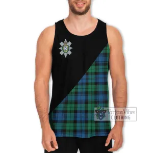 Black Watch Ancient Tartan Men's Tank Top with Family Crest and Military Logo Style