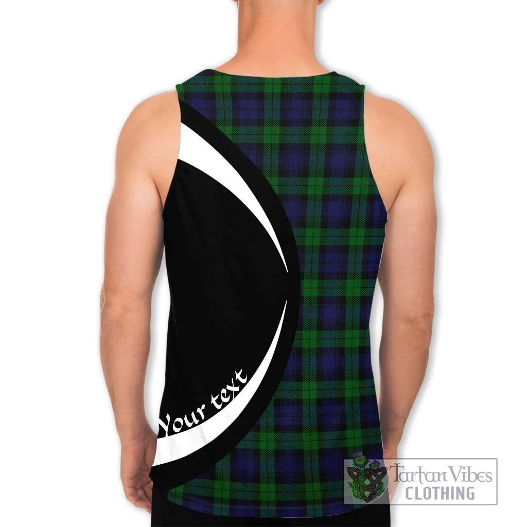 Black Watch Tartan Men's Tank Top with Family Crest Circle Style