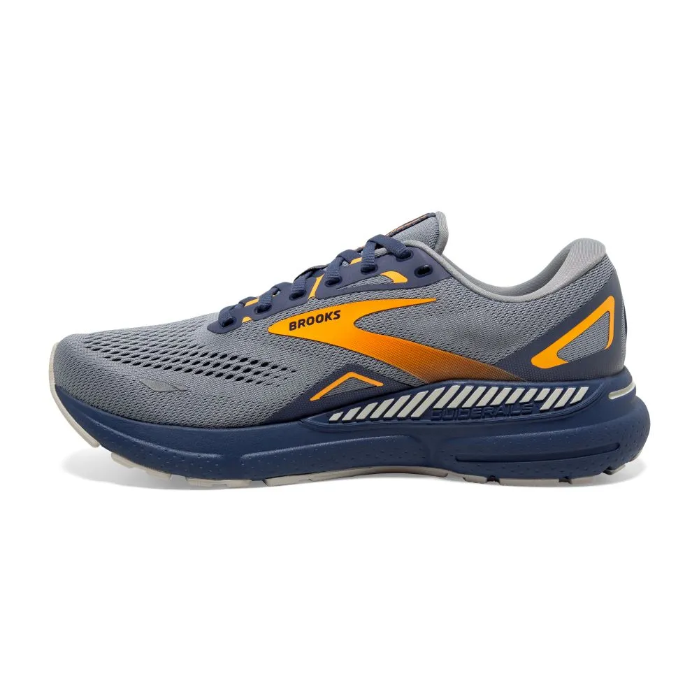 'Brooks' Men's Adrenaline GTS 23 - Grey / Crown Blue / Orange