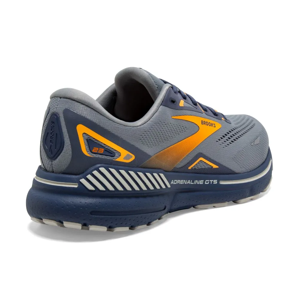 'Brooks' Men's Adrenaline GTS 23 - Grey / Crown Blue / Orange