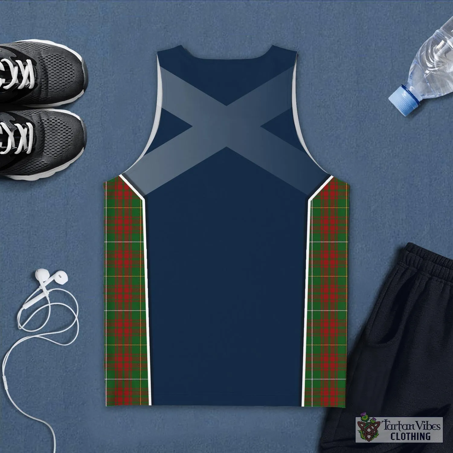 Bruce Hunting Tartan Men's Tanks Top with Family Crest and Scottish Thistle Vibes Sport Style