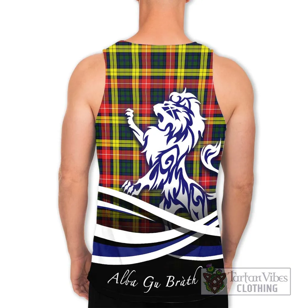 Buchanan Modern Tartan Men's Tank Top with Alba Gu Brath Regal Lion Emblem