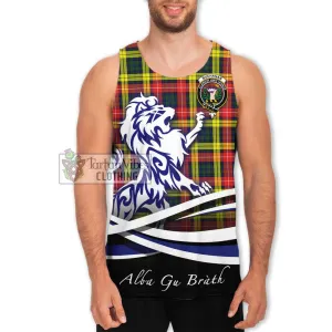 Buchanan Modern Tartan Men's Tank Top with Alba Gu Brath Regal Lion Emblem