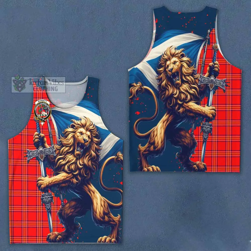 Burnett Tartan Family Crest Men's Tank Top with Scottish Majestic Lion