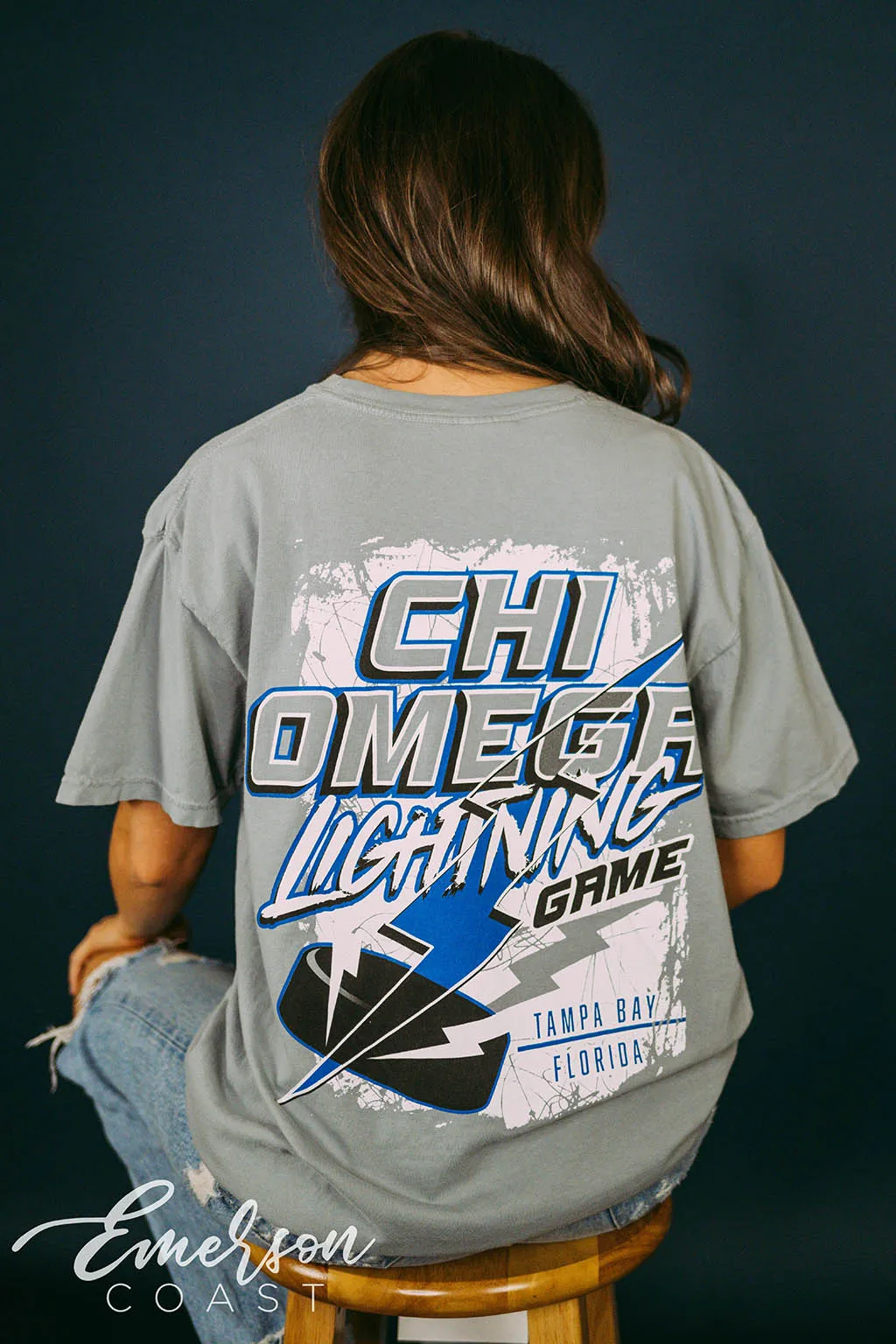 Chi Omega Lightning Game Tee