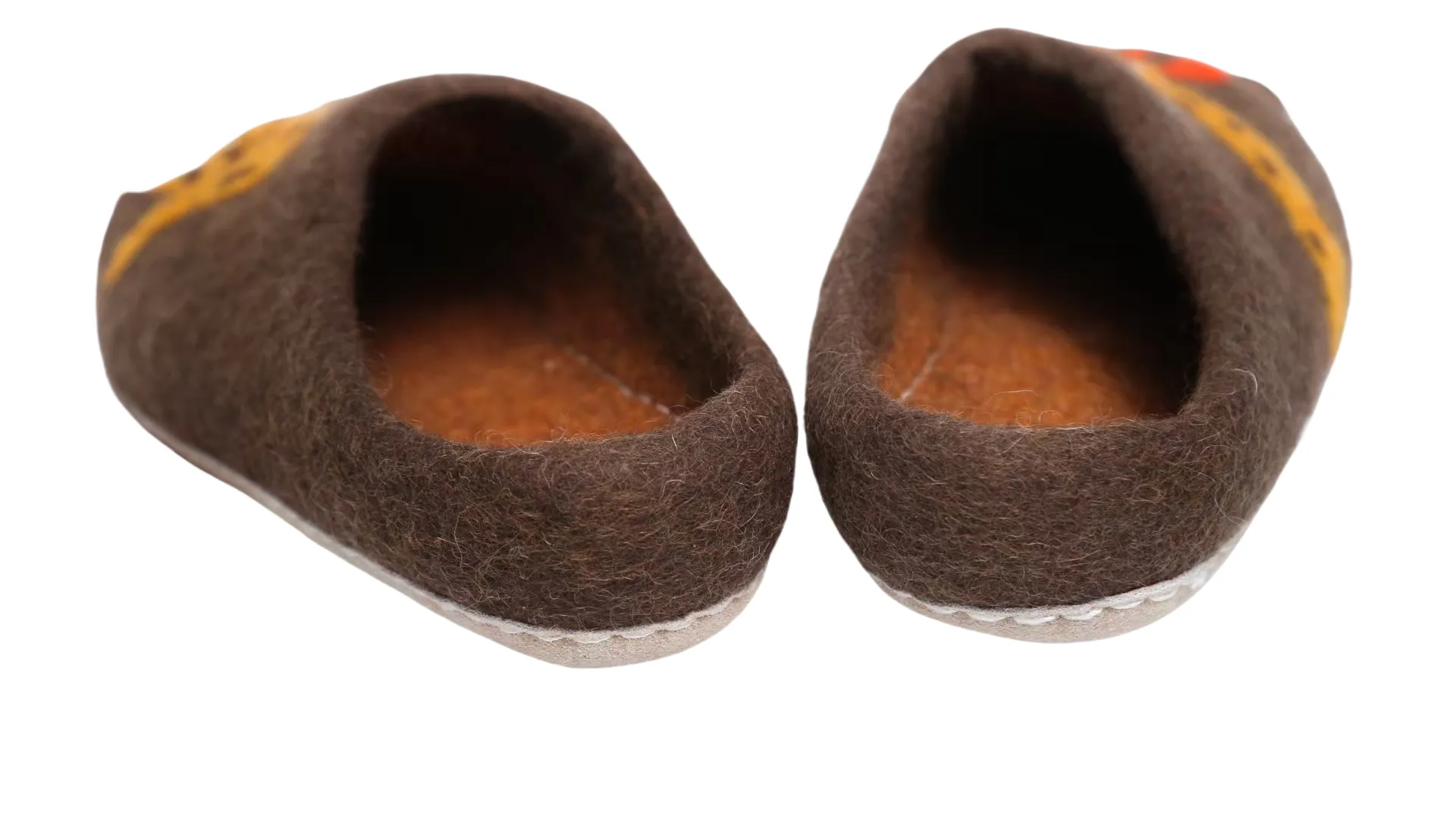 CrazycatZ Women Handmade Natural Wool Slippers indoor shoes Napal Slippers with leather sole Brown