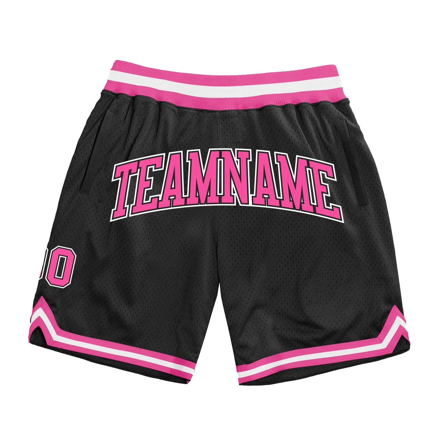 Custom Black Pink-White Authentic Throwback Basketball Shorts