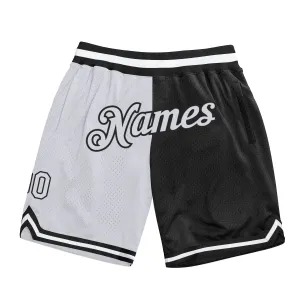 Custom Black White Authentic Throwback Split Fashion Basketball Shorts