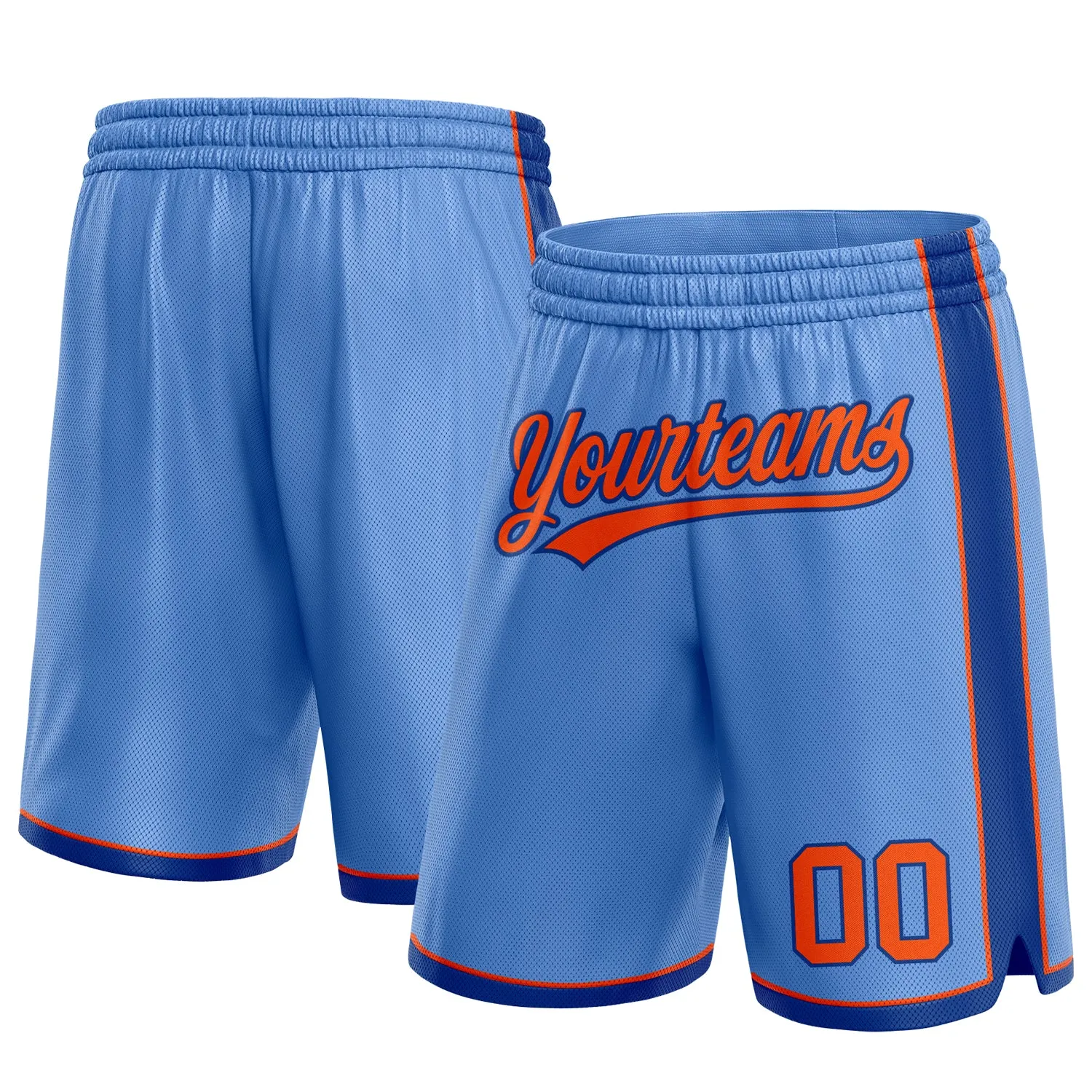 Custom Light Blue Orange-Royal Authentic Basketball Shorts