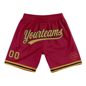 Custom Maroon Old Gold-Black Authentic Throwback Basketball Shorts