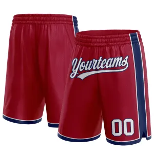 Custom Maroon White-Navy Authentic Basketball Shorts