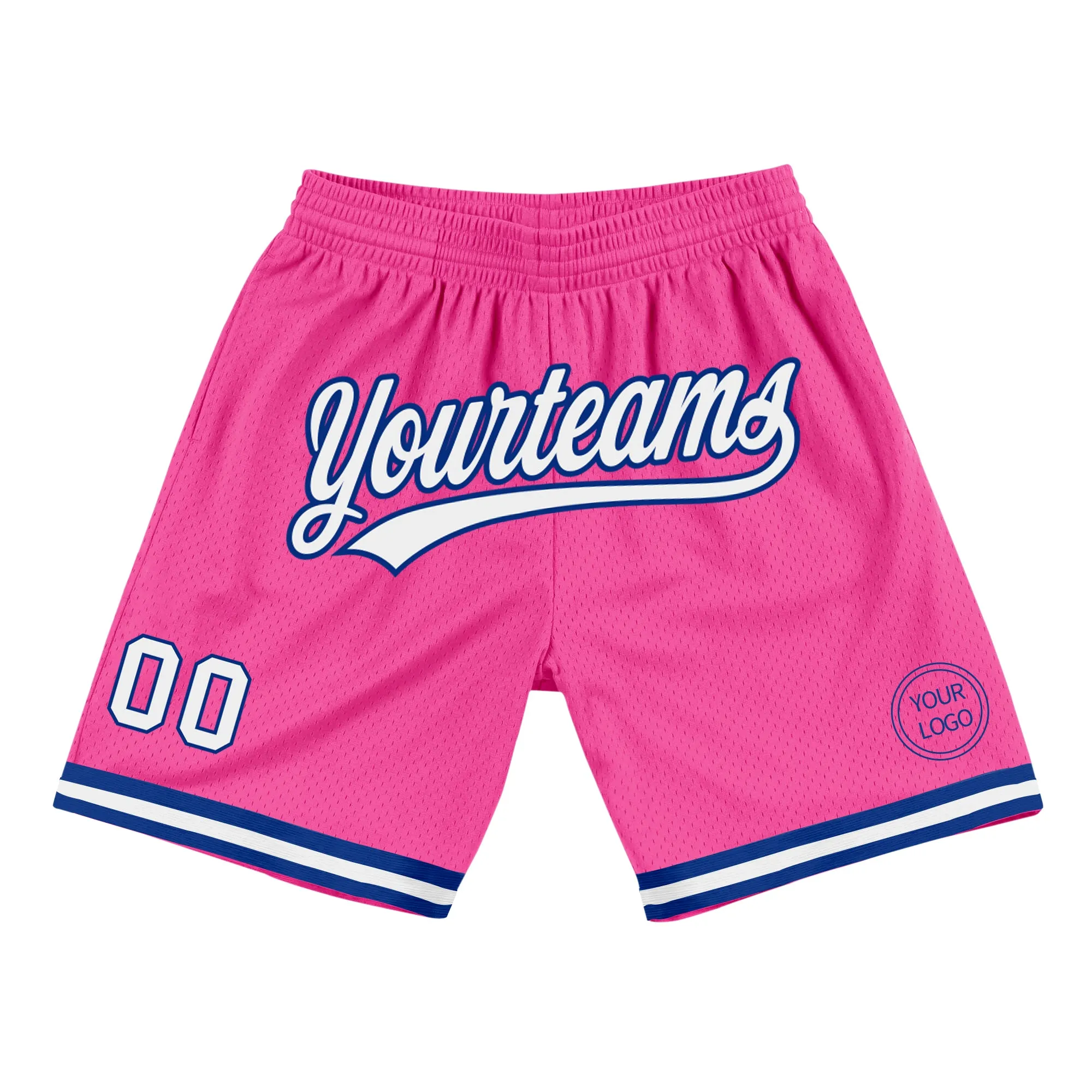 Custom Pink White-Royal Authentic Throwback Basketball Shorts