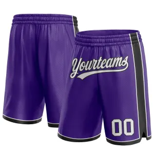 Custom Purple White-Black Authentic Basketball Shorts