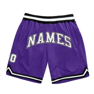 Custom Purple White-Black Authentic Throwback Basketball Shorts