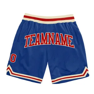 Custom Royal Red-Cream Authentic Throwback Basketball Shorts