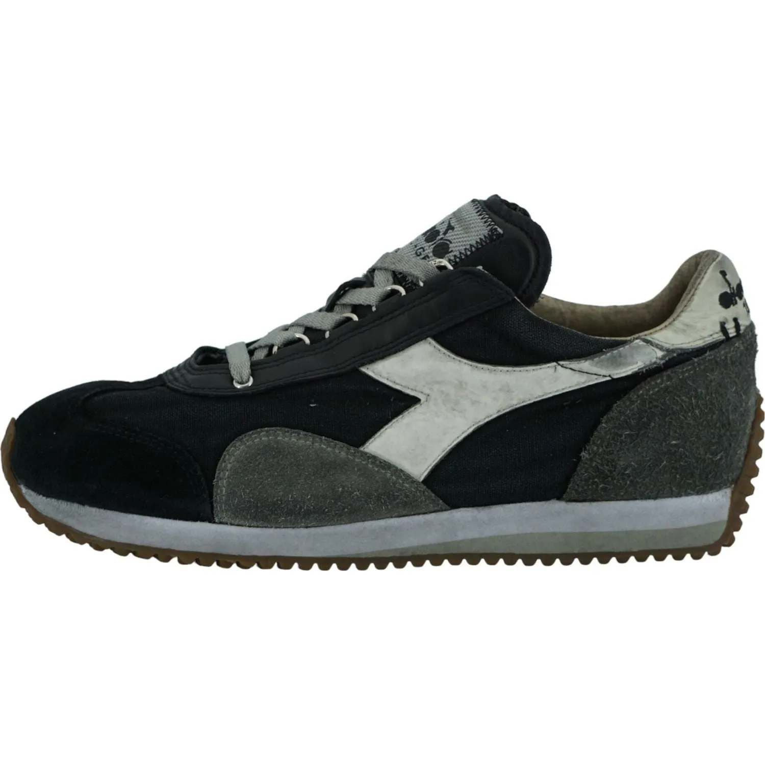 Diadora Black and Gray Equipe H Dirty Stone Wash Evo Sneakers