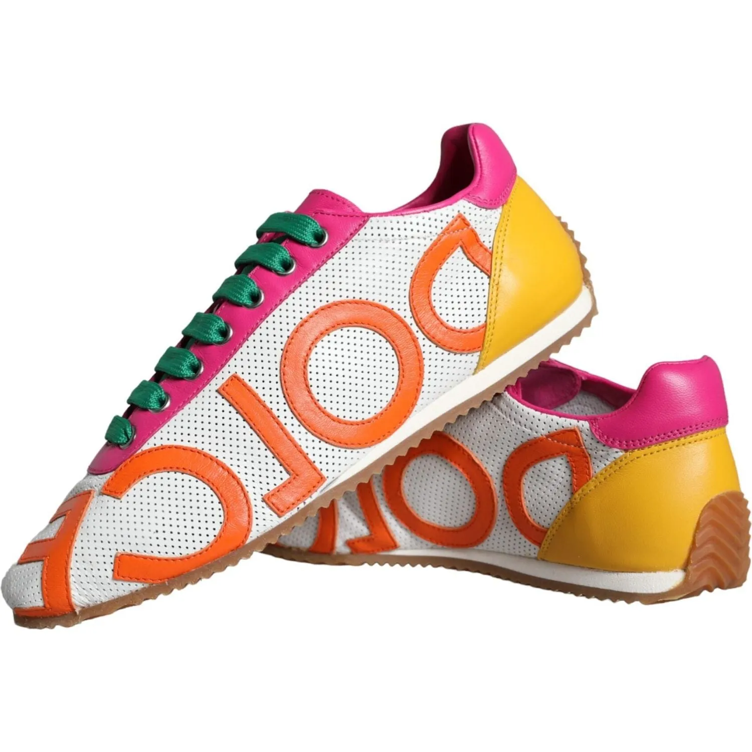 Dolce & Gabbana Multicolor Leather Logo Casual Sneakers Shoes