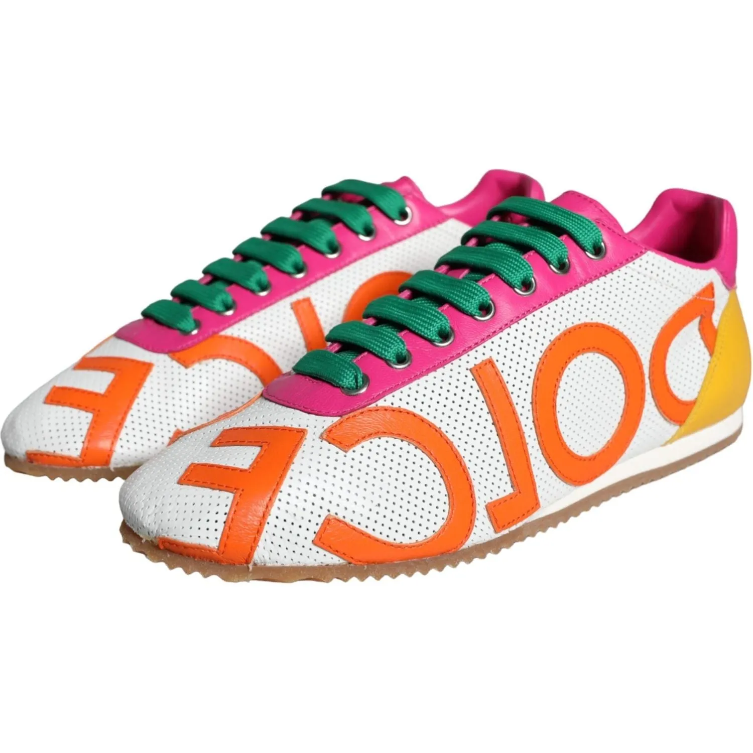 Dolce & Gabbana Multicolor Leather Logo Casual Sneakers Shoes