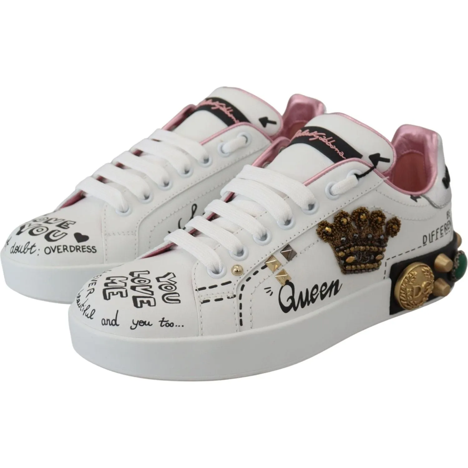 Dolce & Gabbana Queen Crown Chic Leather Sneakers